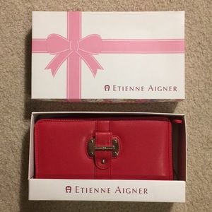 NIB red leather wallet